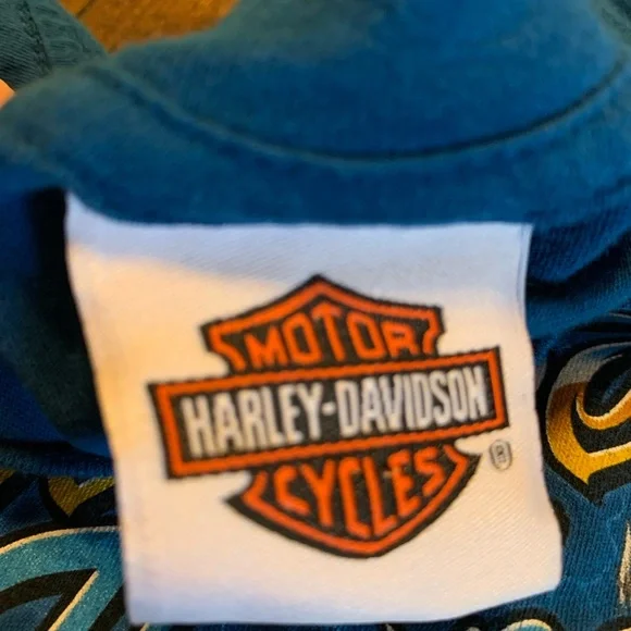 Harley-Davidson Southern Thunder Glittery Bling Graphic Blue Tee- Size Large - Picture 4 of 5